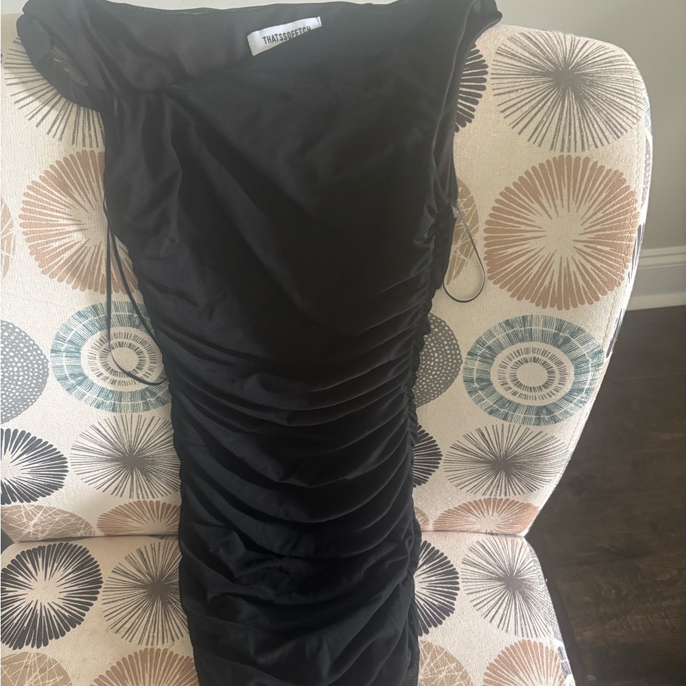 Elegant Black Ruched Mini Dress